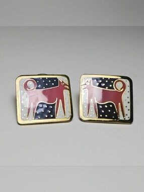 Vintage Laurel Burch "Night Dog" Earrings